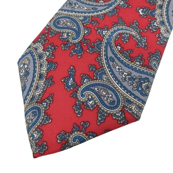 Christian Dior Red Blue Paisley All Silk Tie Classic Timeless Office - Picture 8 of 8